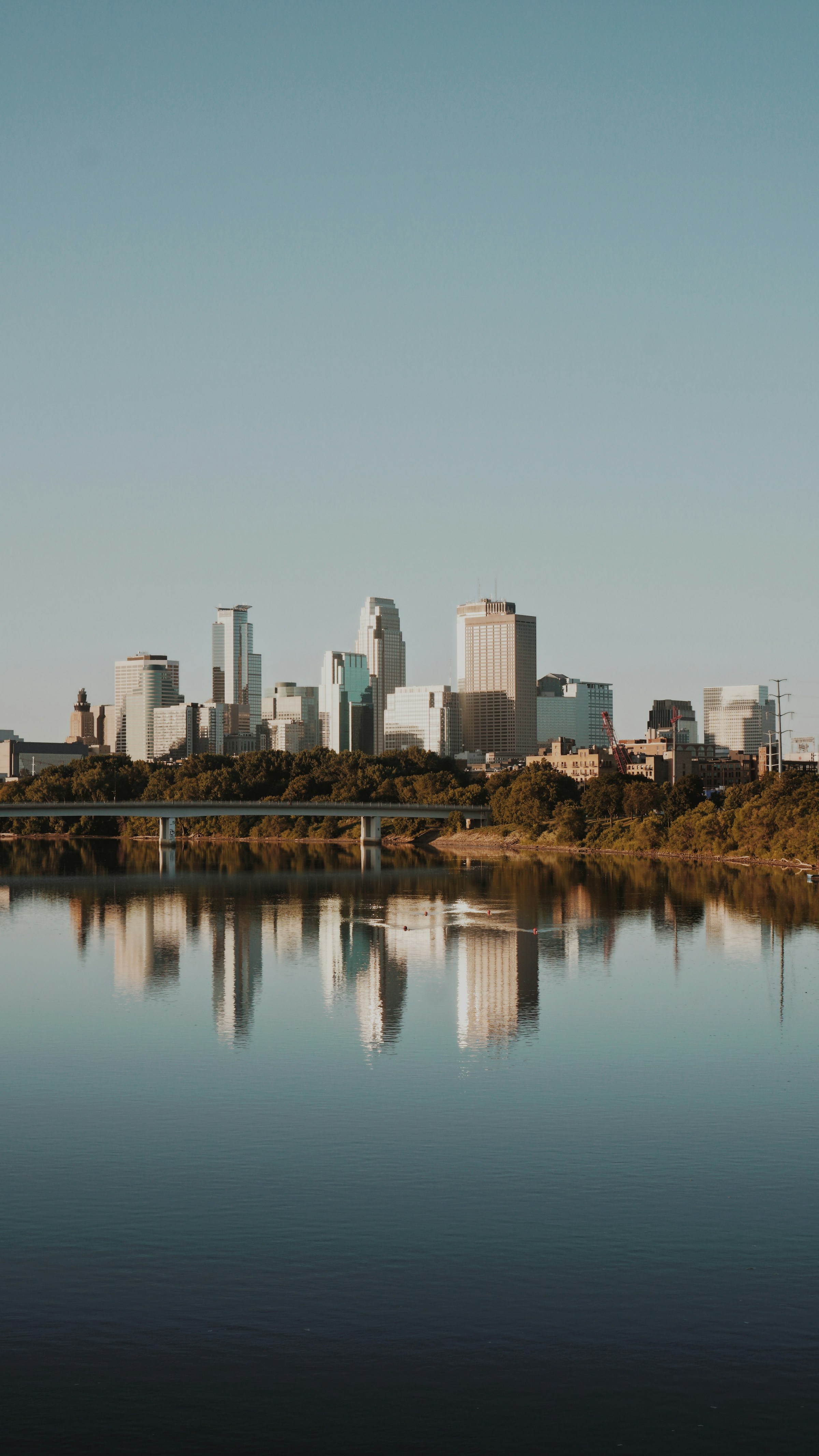 The Minneapolis skyline along the Mississippi River